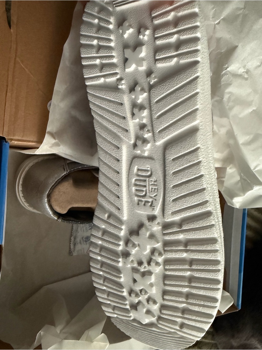 BNIB Hey Dude Silver Sparkle Shoes - Picture 5 of 7